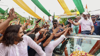 Vote Adhikar Yatra: Rahul Gandhi’s convoy ‘crushes’ cop – watch | India News