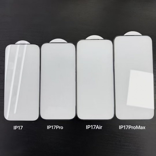 Leaked iPhone 17 screen protectors show display size difference between the four models