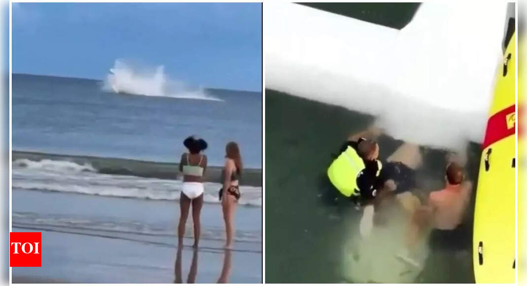 ‘Oh my God!’ Pilot rescued in 30 seconds after dramatic plane crash off Oak Island- Watch