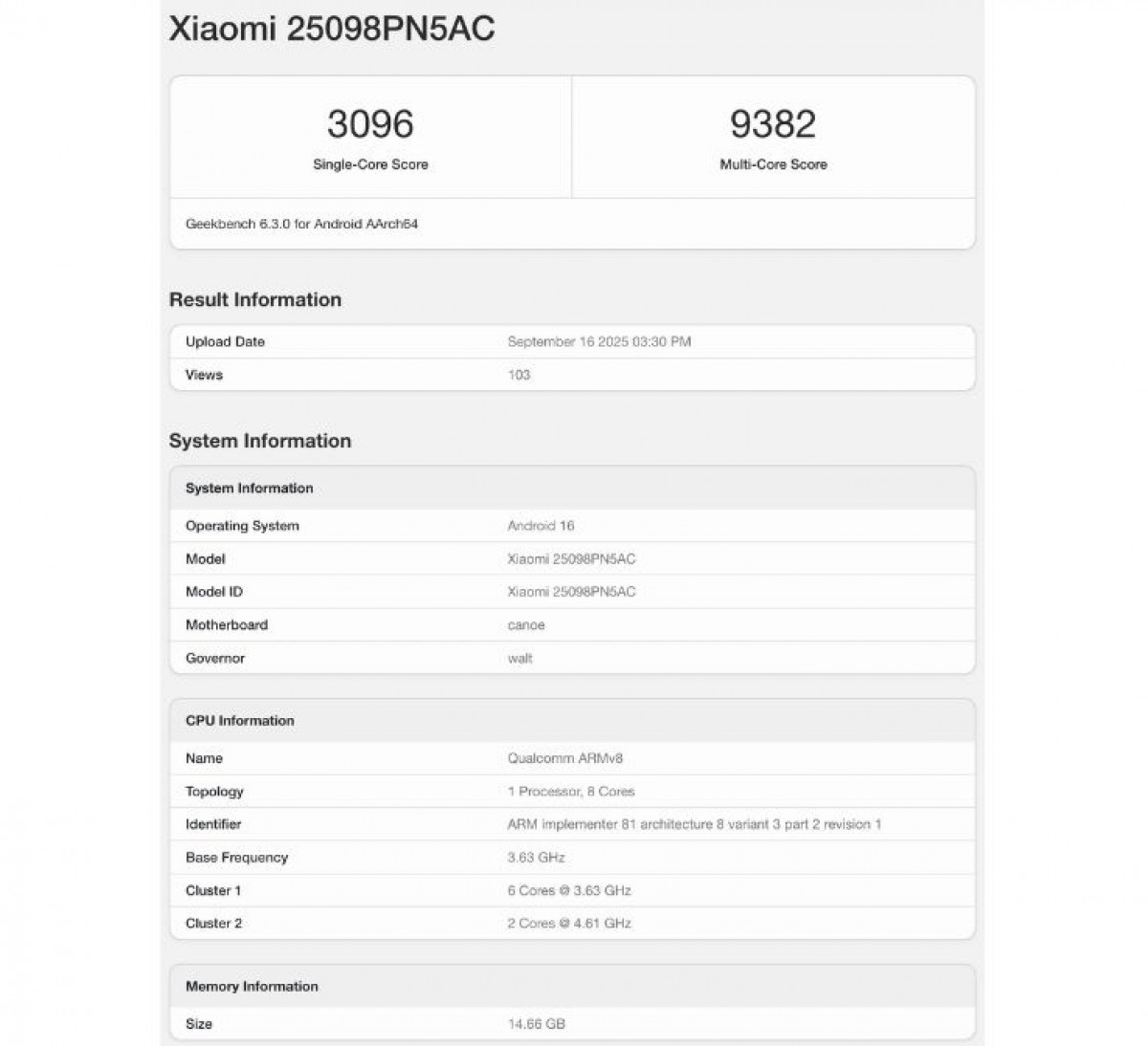 Xiaomi 17 Pro spotted on Geekbench with Snapdragon 8 Elite Gen 5 SoC