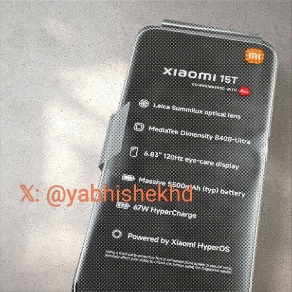 Spy photo of the Xiaomi 15T reveals bigger screen, new chipset, battery capacity and more