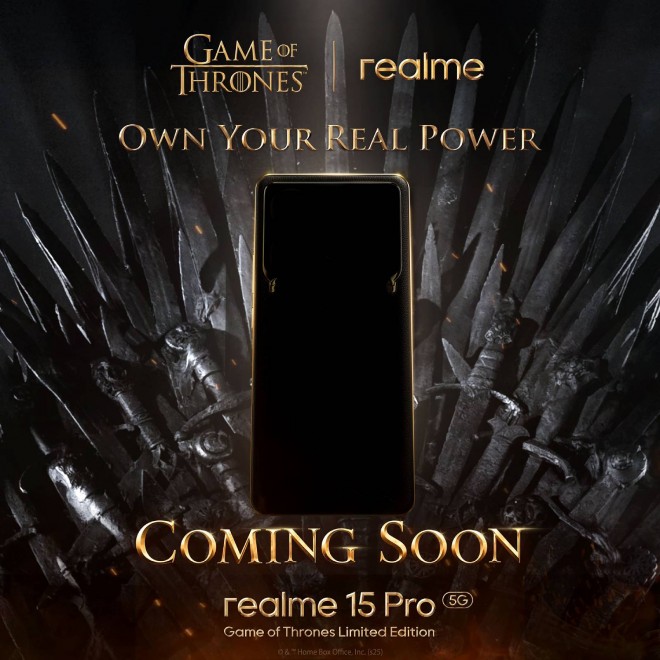 A Game of Thrones Limited Edition of the Realme 15 Pro is coming soon