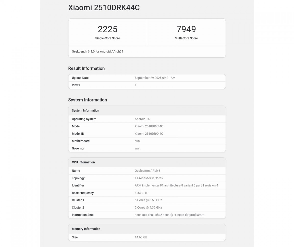 Redmi K90 runs Geekbench with a surprising chipset