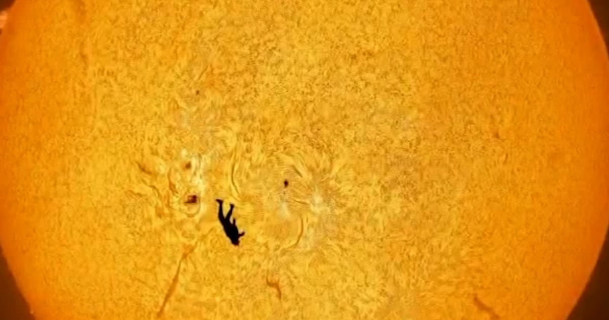 Photo captures skydiver appearing to fall from the Sun