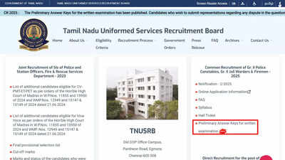 TNUSRB answer key 2025 out for police constables, jail warders and firemen, objection till Nov 23; download here
