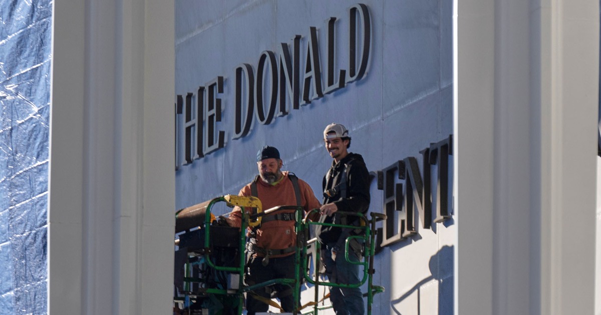 New Trump-Kennedy Center sign is affixed to building facade despite concerns about legality