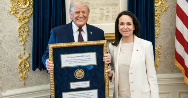 Venezuela’s Machado Gives Her Nobel Peace Prize to Trump