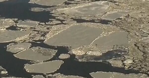 Hudson River full of ice after winter storm
