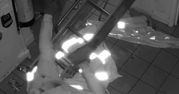 Burglar’s fumbled escape caught on camera
