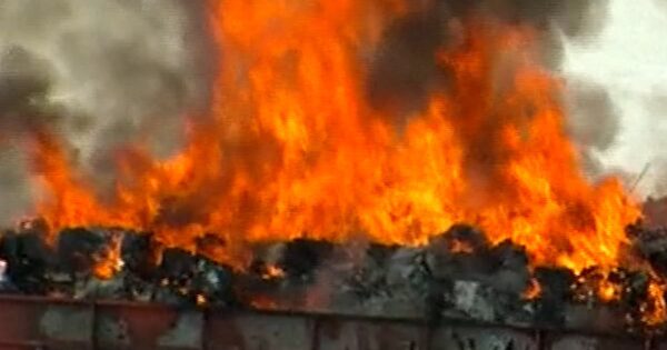 Barge catches fire on Alabama river