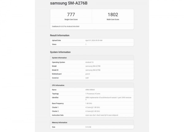 Samsung Galaxy A27 runs Geekbench with a surprising chipset