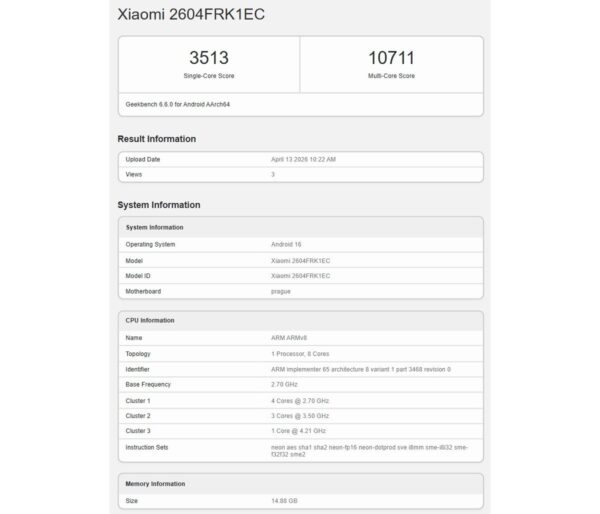 Redmi K90 Max runs Geekbench, confirms its high-end chipset