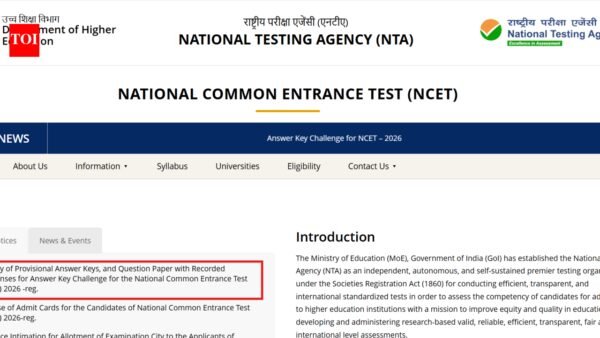 NTA NCET 2026 answer key released at exams.nta.nic.in: Check direct link and objection details