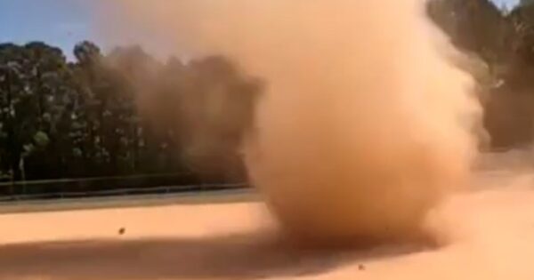 Dust devil tears through North Carolina baseball game