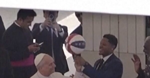 Pope Leo learns how to spin a ball on his finger