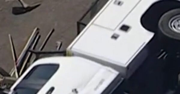A stolen pickup truck crashes into a playground