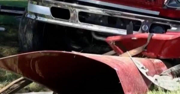 Fire truck crash leaves two firefighters in hospital