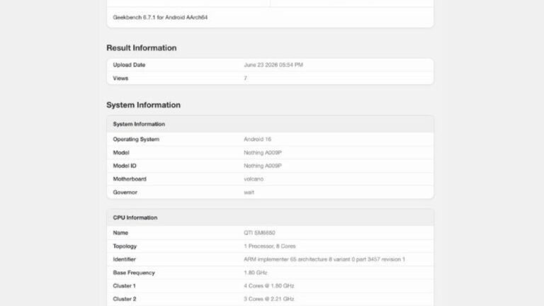 Nothing Phone (4b) spotted on Geekbench ahead of launch