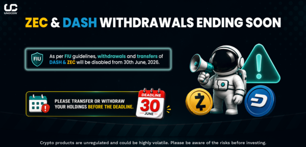 Update Zec & Dash Token Deposits & Withdrawals to be Disabled on Unocoin!