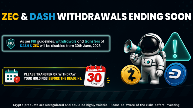 Update Zec & Dash Token Deposits & Withdrawals to be Disabled on Unocoin!