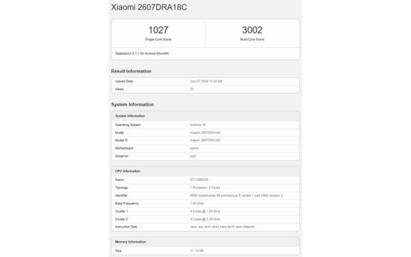 Redmi Note 17 might have just run Geekbench revealing its chipset and RAM amount
