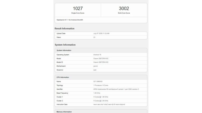 Redmi Note 17 might have just run Geekbench revealing its chipset and RAM amount