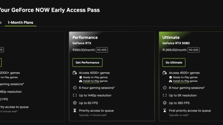 Nvidia GeForce Now is available in India with free, Performance and Ultimate tiers
