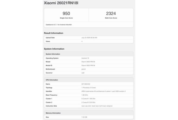 Indian Redmi Note 17 runs Geekbench, reveals its chipset and RAM amount