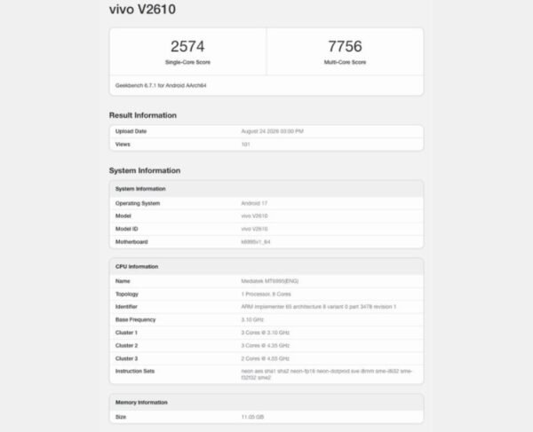 vivo X500 Pro Max spotted on Geekbench ahead of launch