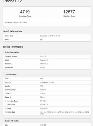 Here are the iPhone 18 Pro and iPhone 18 Pro Max Geekbench scores